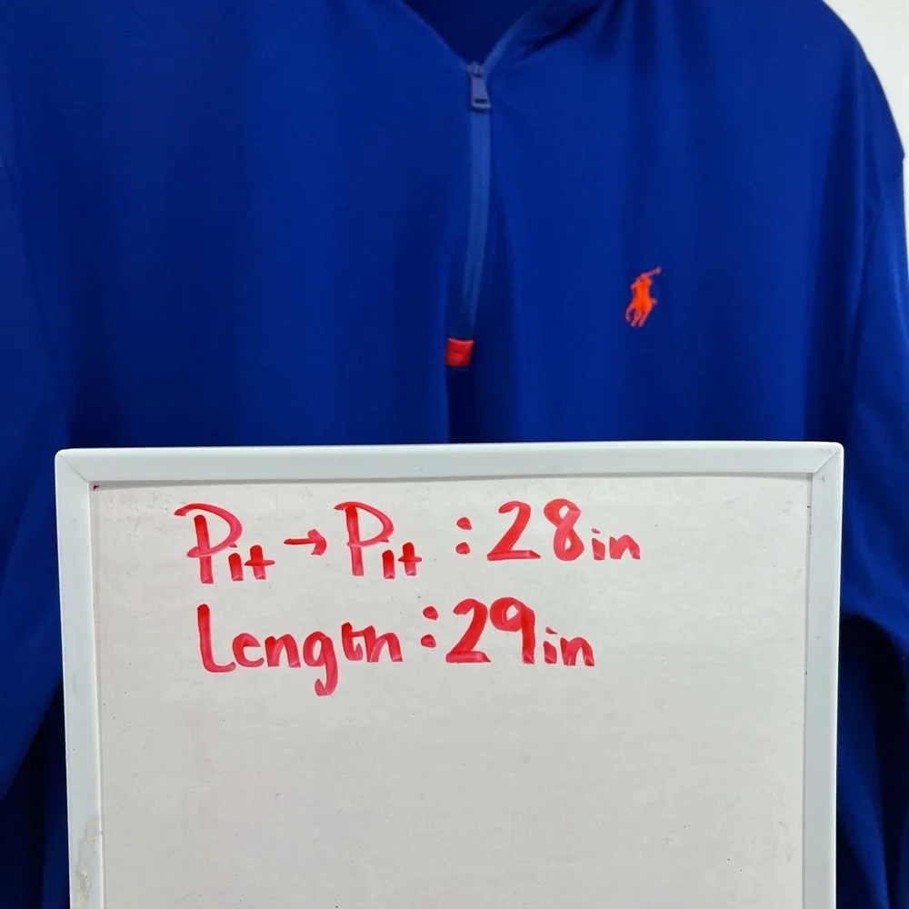 Polo Golf Ralph Lauren Sz XXL Blue‎ 1/4 Zip Wicking Lightweight Raglan Slv Shirt